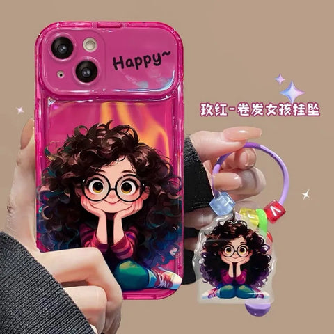 Cute Girl Case with Keychain