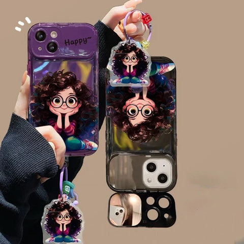 Cute Girl Case with Keychain